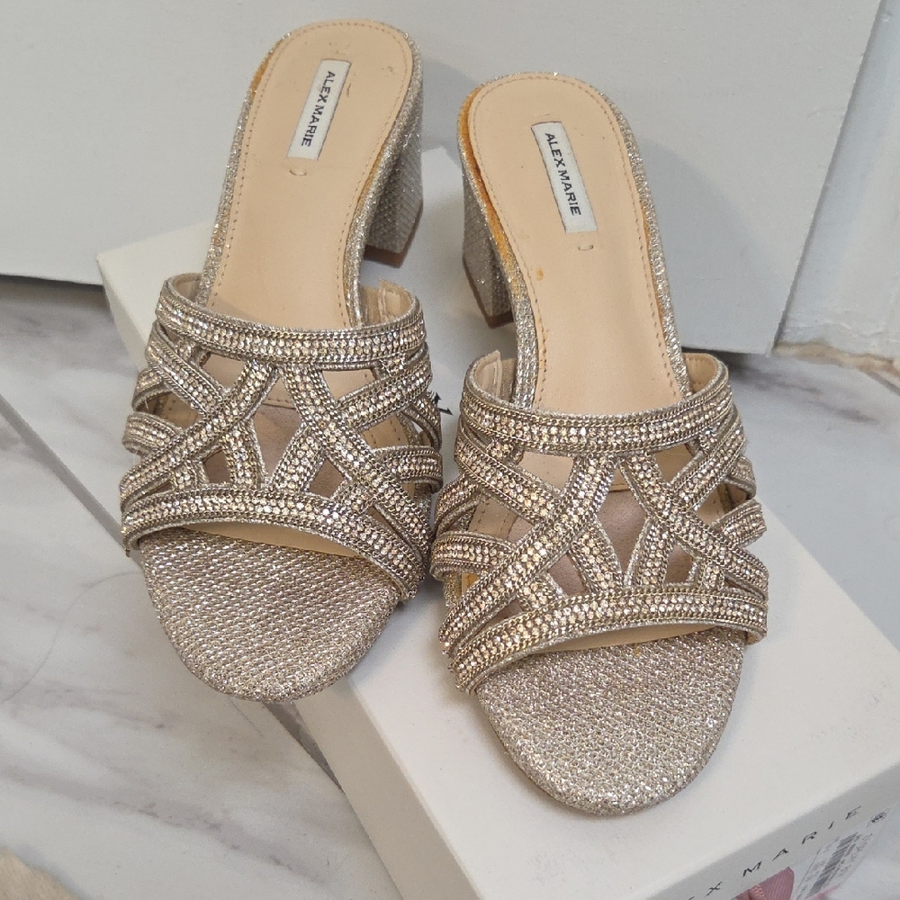Alex Marie Glittering Gold Mules